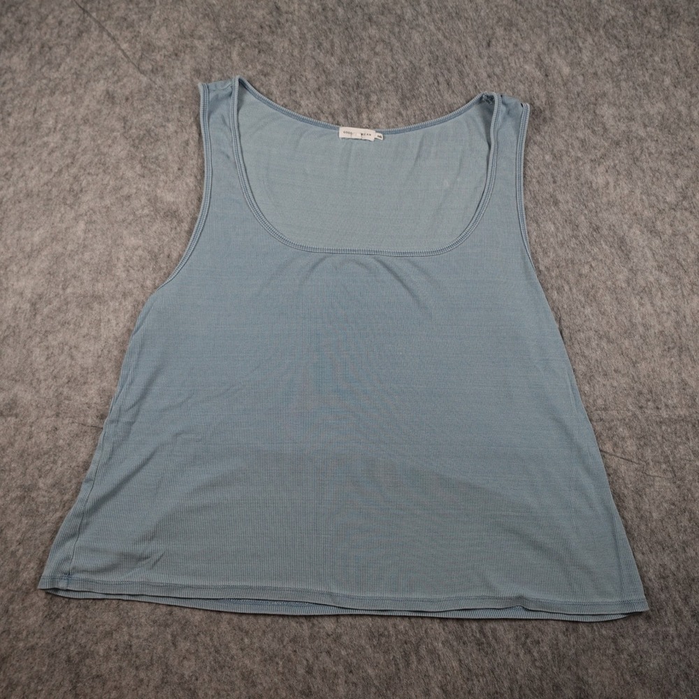 Good American Top Women 4X Blue‎ Ribbed Scoop Neck Sleeveless Stretch Cropped